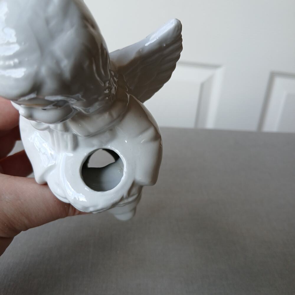 Vintage Ceramic Angel Taper Candle Holder 6" white with gold accents Christmas - Picture 7 of 12